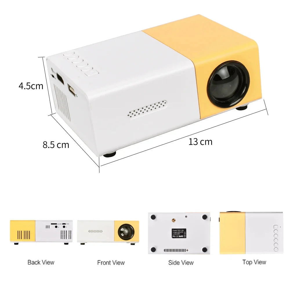 Mini Projector – 1080P Full HD Support, Portable LED Projector, 4K Video Playback, Multiple Connectivity Options